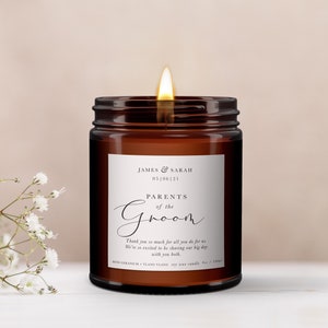 Parents of the Groom Personalised Candle Gift, Pure Essential Oil Candle, Parents of the Groom Gift, Gift for Parents of the Groom