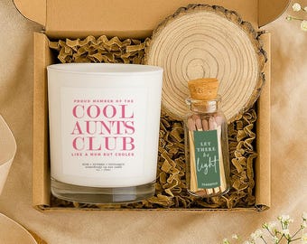Cool Aunt Candle Gift Set | Auntie Gifts | Aromatherapy Candle & Matches | Funny Thoughtful Present | Christmas or Birthday