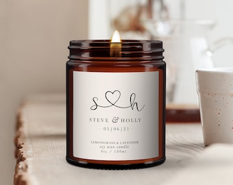 Personalised Wedding Candle, Wedding favours, Custom Favours, All Natural Pure Essential Oil, scented candles, Table settings, Wedding gifts