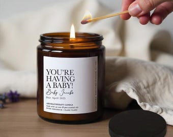 Candela personalizzata per la gravidanza: oli essenziali per aromaterapia, regalo benessere