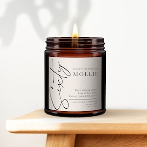 Any Year Birthday Personalised Aromatherapy Candle Gift, 18th, 25th, 30th, 40th, 50th, 60th, Birthday Gift for Friend, Birthday Gift for Her