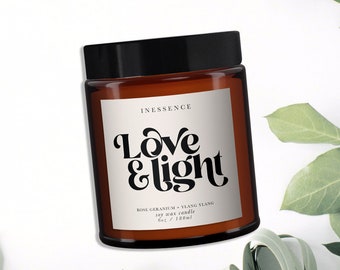 Love & Light all natural aromatherapy candle, thoughtful gift, send love, thinking of you gift, send love