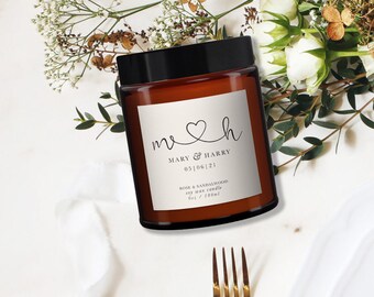 Candela bomboniera personalizzata per matrimonio: cera di soia con olio essenziale naturale (180 ml)