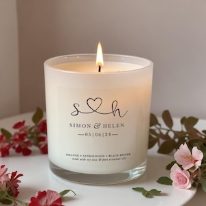 Anniversary Wedding Engagement present, personalised candle gifts, gifts for couple, friend engagement gift, wedding gift for friends
