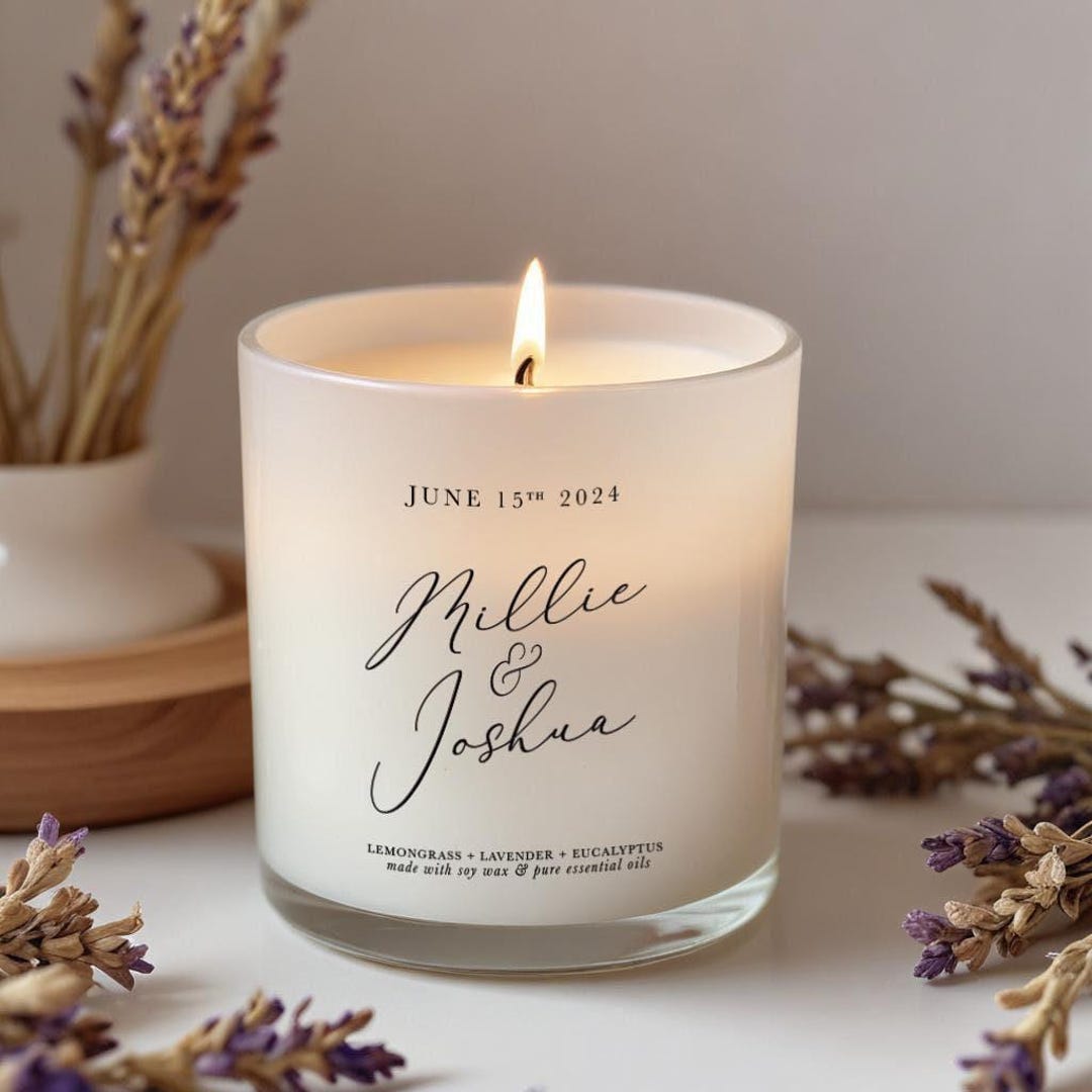 Personalised Luxury Wedding Candle: Aromatherapy Soy Wax Essential Oils ...
