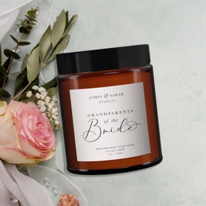 Grandparents of the Bride Personalised Candle Gift, Pure Essential Oil Candle, Grandparents of the Bride Gift, Wedding Gift for Grandparents