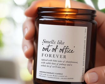 Vela de presente de aposentadoria: aromaterapia com cera de soja e aroma de saída do escritório