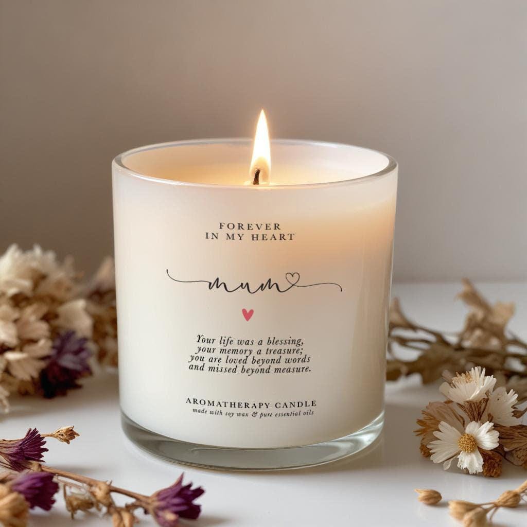 In memory of Mum Candle, Remembrance candle, Sympathy, Bereavement, Condolences, Pure essential oil soy wax candle, Mothers Day, Christmas