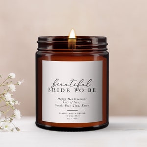 Personalized Bride To Be Candle: Aromatherapy Essential Oil Soy Wax