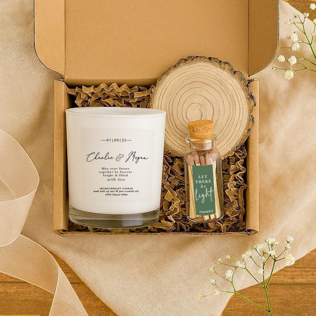 Personalized Wedding Candle Gift Set: Soy Aromatherapy, Gift Box ...