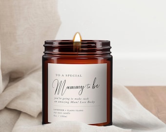 Regalo per la futura mamma: candela in cera di soia con oli essenziali, profumo aromaterapico