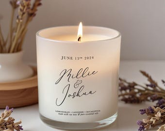 Candela regalo di nozze personalizzata, regalo di nozze per il migliore amico, regalo di nozze per la sposa da parte dello sposo, regalo di nozze per la coppia