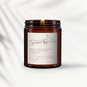 Personalized Sympathy Candle: Essential Oil Soy Wax, Message Gift