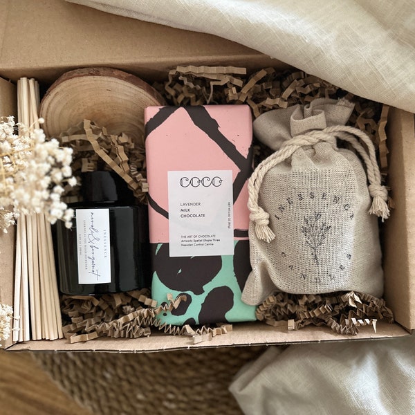 Aromatherapy Giftset with Personalised Candle of choice, Reed Diffuser, Coaster, Chocolate, Mothers Day, Birthday, Gift set, All Natural