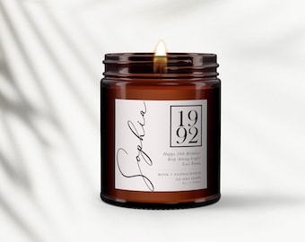 Personalized Essential Oil Candle: Birthday Gift, Aromatherapy Soy Wax