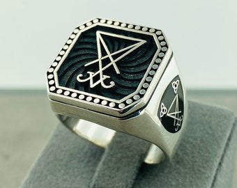 Sigil of Lucifer Ring-Satanic-Occult-Sterling Silver Ring-Lucifer Ring-Lucifer Jewelry-Sterling Silver Lucifer Ring