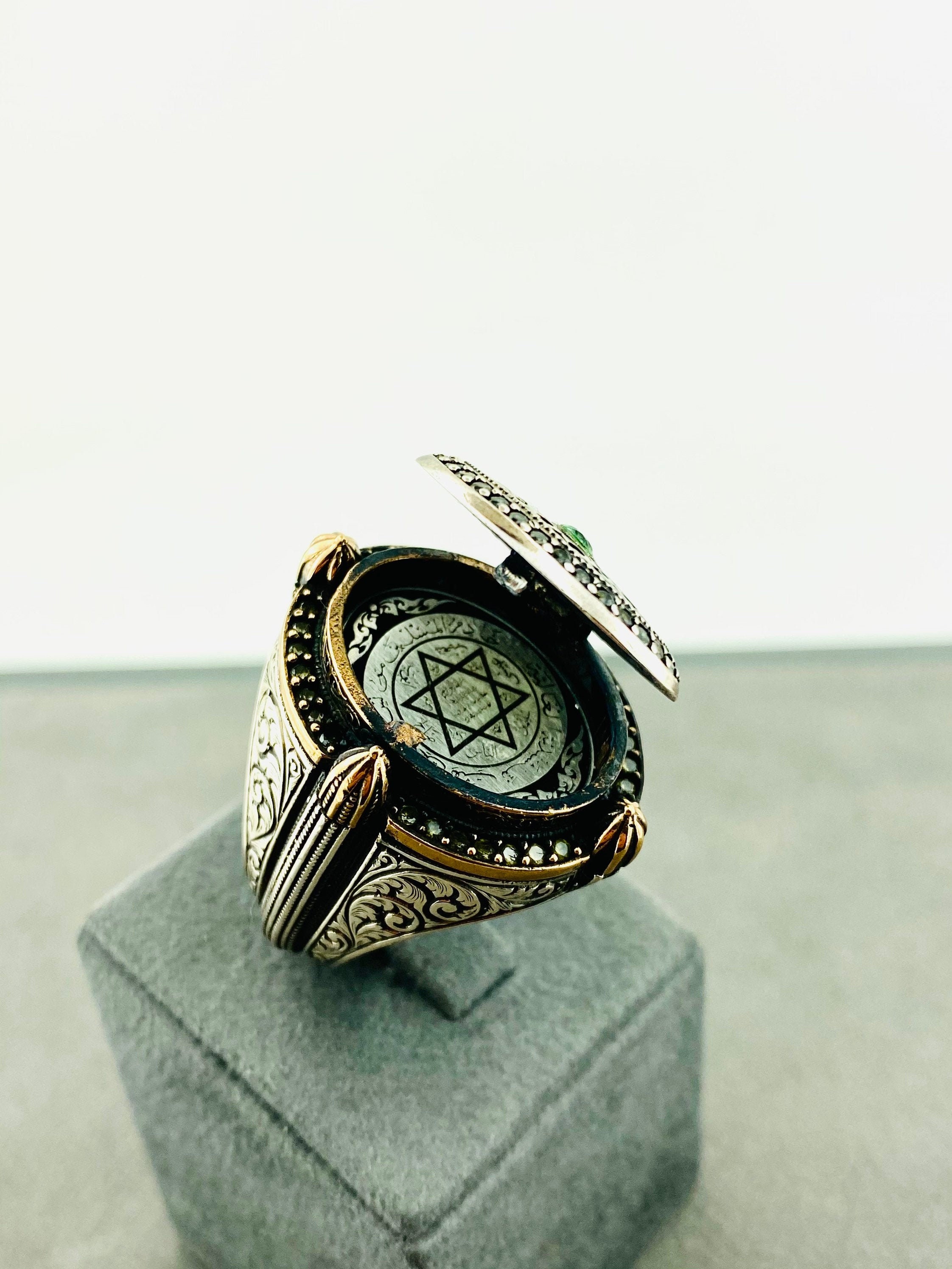 ANILLO REY SALOM N Sello de Salom n Anillo de plata de ley