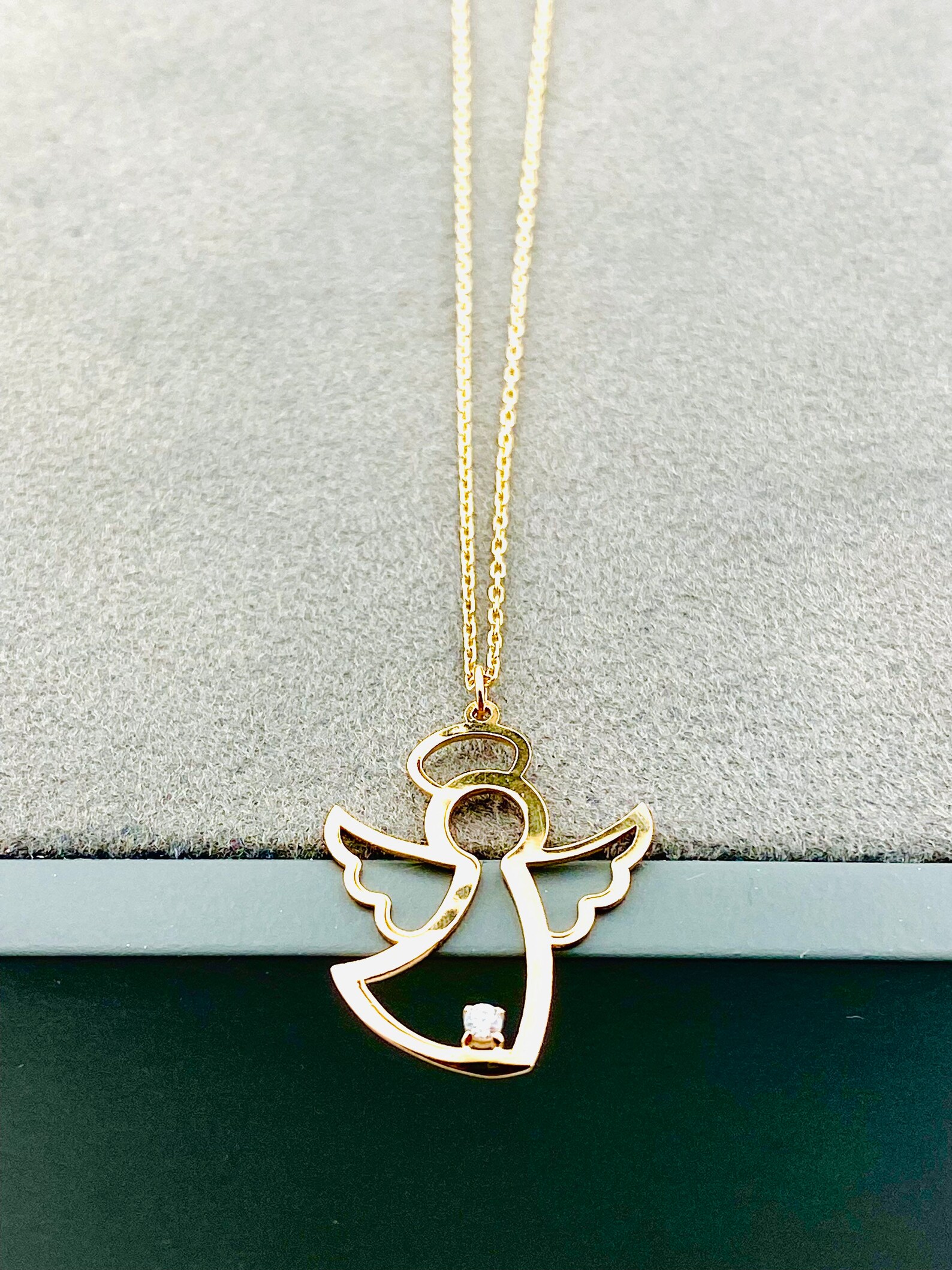 14k Solid Gold Angel Necklace-Angel Pendant-Gold Angel  Etsy