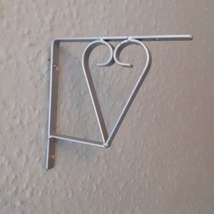 4x Heart Feature 6" / 15cm x 13mm Silver Coated Metal Shelf Support Brackets.