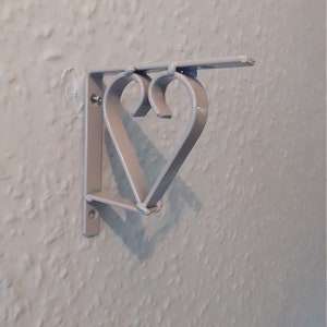 2x Heart Feature Shelf Brackets 4&quot; x 4&quot; in a Grey Coated Finish. New.
