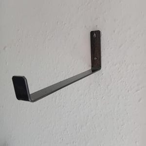 2x Strong Sturdy Wall Mount Metal Storage Hooks - 10"/25cm Long x 30mm Wide in Black.