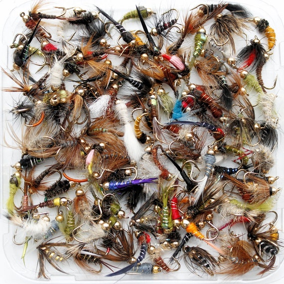 100 pz NINFE MISTE Assortimento mosche da pesca Offerta!! 