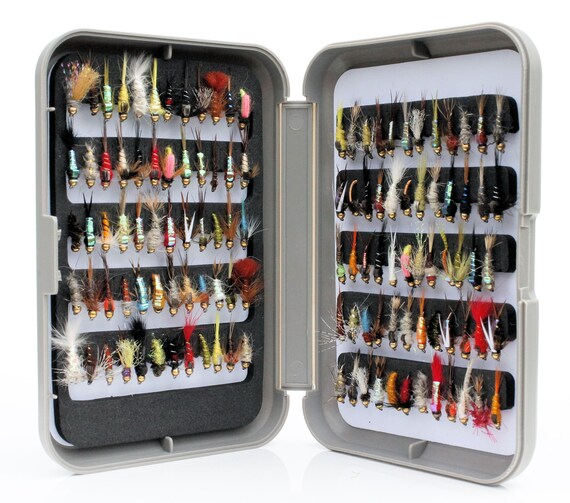 G Fly Box Assorted Mixed Gold Head Nymph Trout Flies for Fly