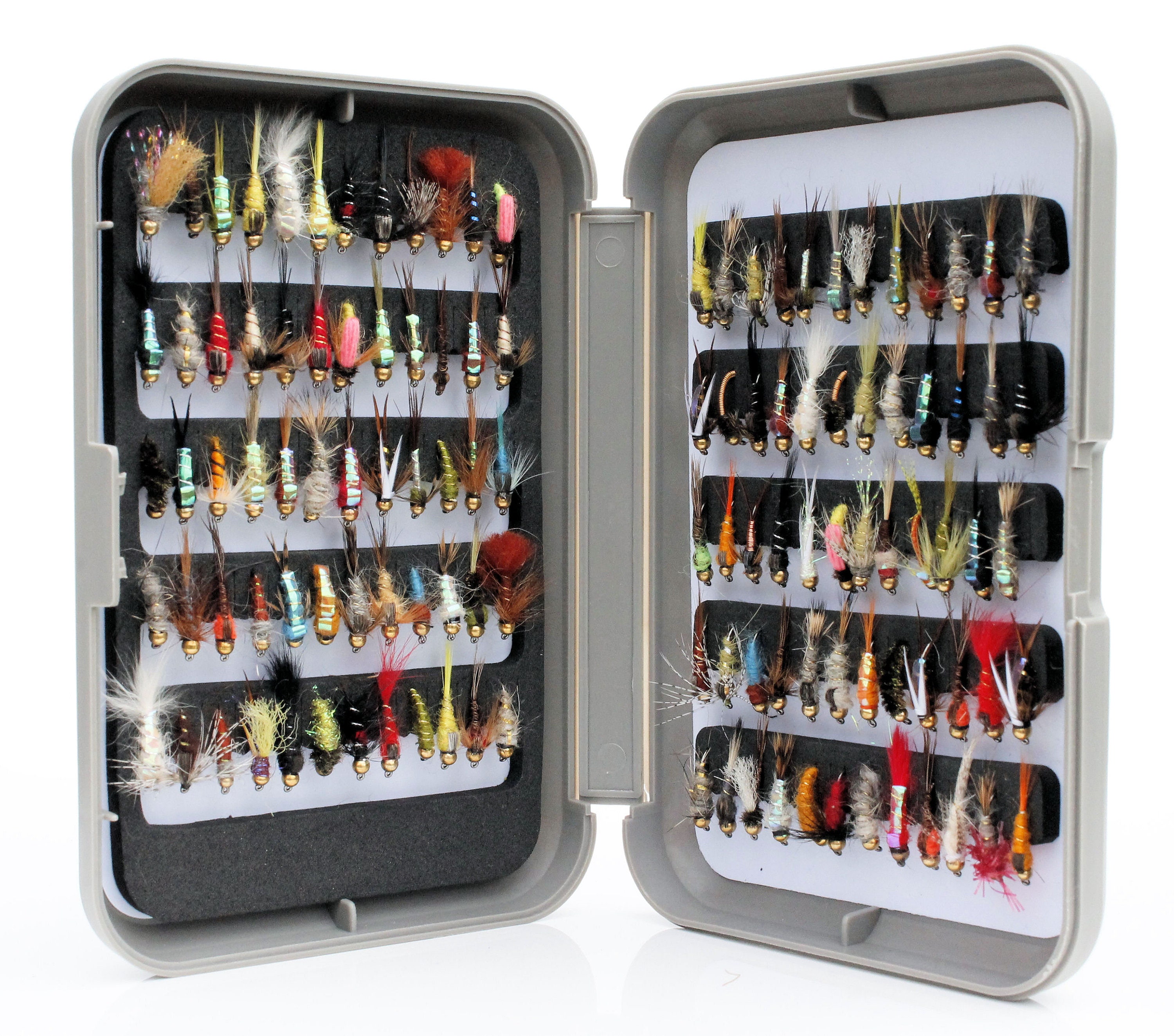 G Fly Box Assorted Mixed Gold Head Nymph Trout Flies for Fly Fishing 
