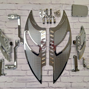Redneckside Motorcycle Whips Blade Chrome Motorcycle Floorboard Package for Harley