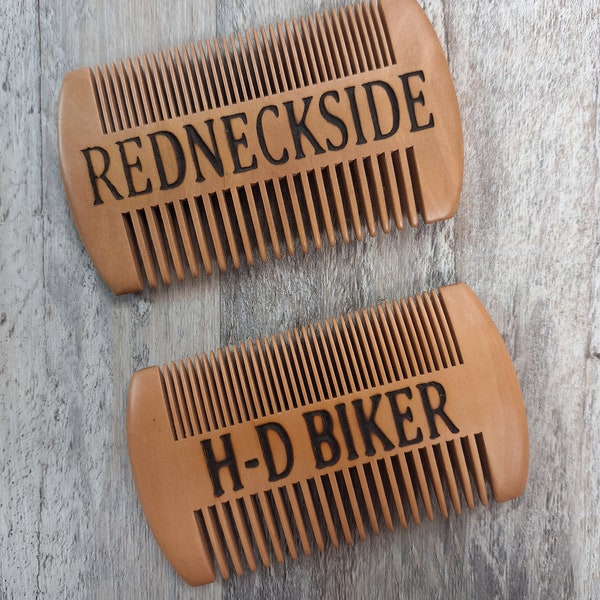Custom Laser Engraved Sandalwood Beard Comb-You choose your wording!