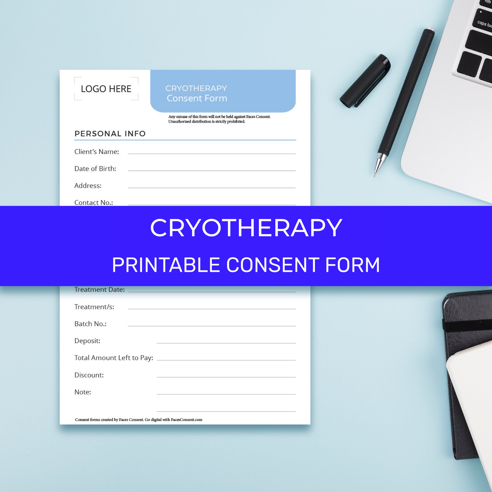 Cryotherapy consent form by faces consent etsy ireland