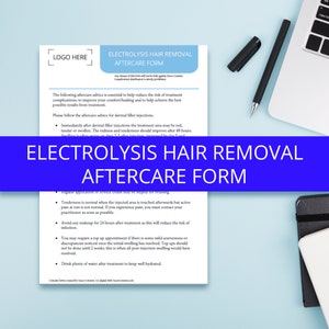 Electrolysis Hair Removal Aftercare Form - By Faces Consent