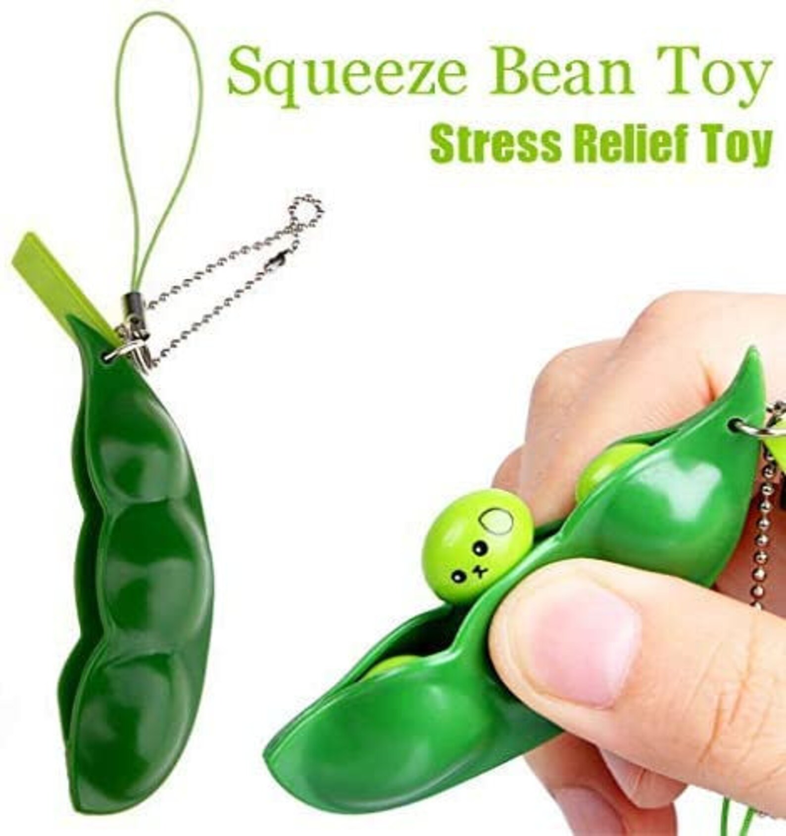Peas in pod fidget key ring sensory fidget toy squeeze a bean Etsy