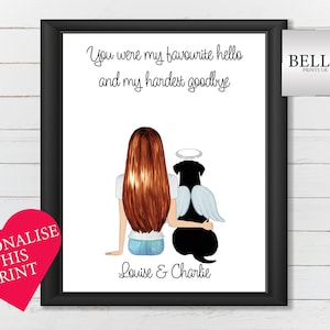 Stampa commemorativa personalizzata per cani, regalo commemorativo per cani, regalo per cani e padroni, regalo per amanti dei cani, regalo per la perdita di un animale domestico, saluto preferito e addio più difficile