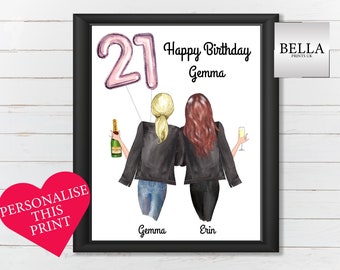 21st Birthday Gift For Her, Best Friends, Best Friend Present, 21st Birthday Present, Best friend Birthday Gift, Personalised Birthday Gift,