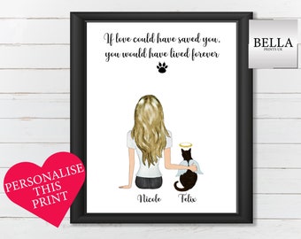 Personalised Cat Memorial Print, Cat Memorial Gift, Custom Cat Owner Gift, Personalized Cat, Pet Sympathy Gift, Cat Lovers Gift, Cat Loss