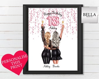 18th Birthday Gift for Her, Friend Present, 18th Birthday Gift, 18th Birthday Print, Best Friends Gift, 18th Birthday For Her, Best Friends