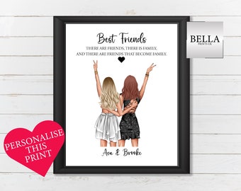 Personalised Best Friend Print - Best Friend Gift - Friendship Gift - Birthday Bestie Gifts - Birthday Gift for Her - Friends Keepsake