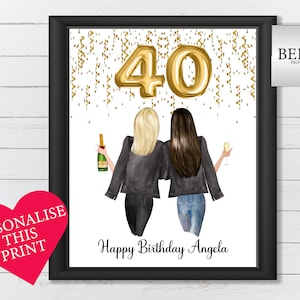 Regali per il 40° compleanno per le donne, stampa di compleanno per la migliore amica, regalo personalizzato per il 40° compleanno, 40° compleanno della sorella, compleanno BFF, 40° compleanno delle amiche