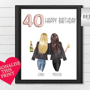40. Geburtstagsgeschenke für Frauen, bester Freund Geburtstagsdruck, personalisiertes Geschenk zum 40. Geburtstag, Schwester 40. Geburtstag, BFF Geburtstag, Freunde 40