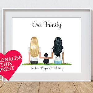 Personalised Couple Print, Female Couple Gift, LGBTI Couple Print, Lesbian Couple Pet Print, Dog Owners Gift, Lesbian Anniversary, Dog Gift