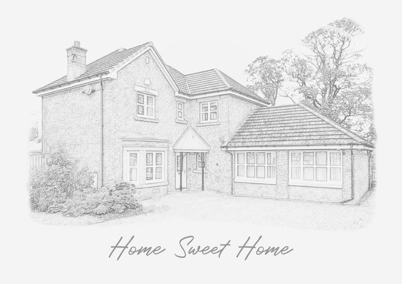 Personalised Pencil Sketch House Portrait, Home Portrait, House Warming ...