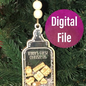 Baby&#39;s First Christmas Shaker Ornament SVG, 4D Ornament svg, 4D Shake Babies Ornament svg, Christmas Ornament SVG, Glowforge SVG Files