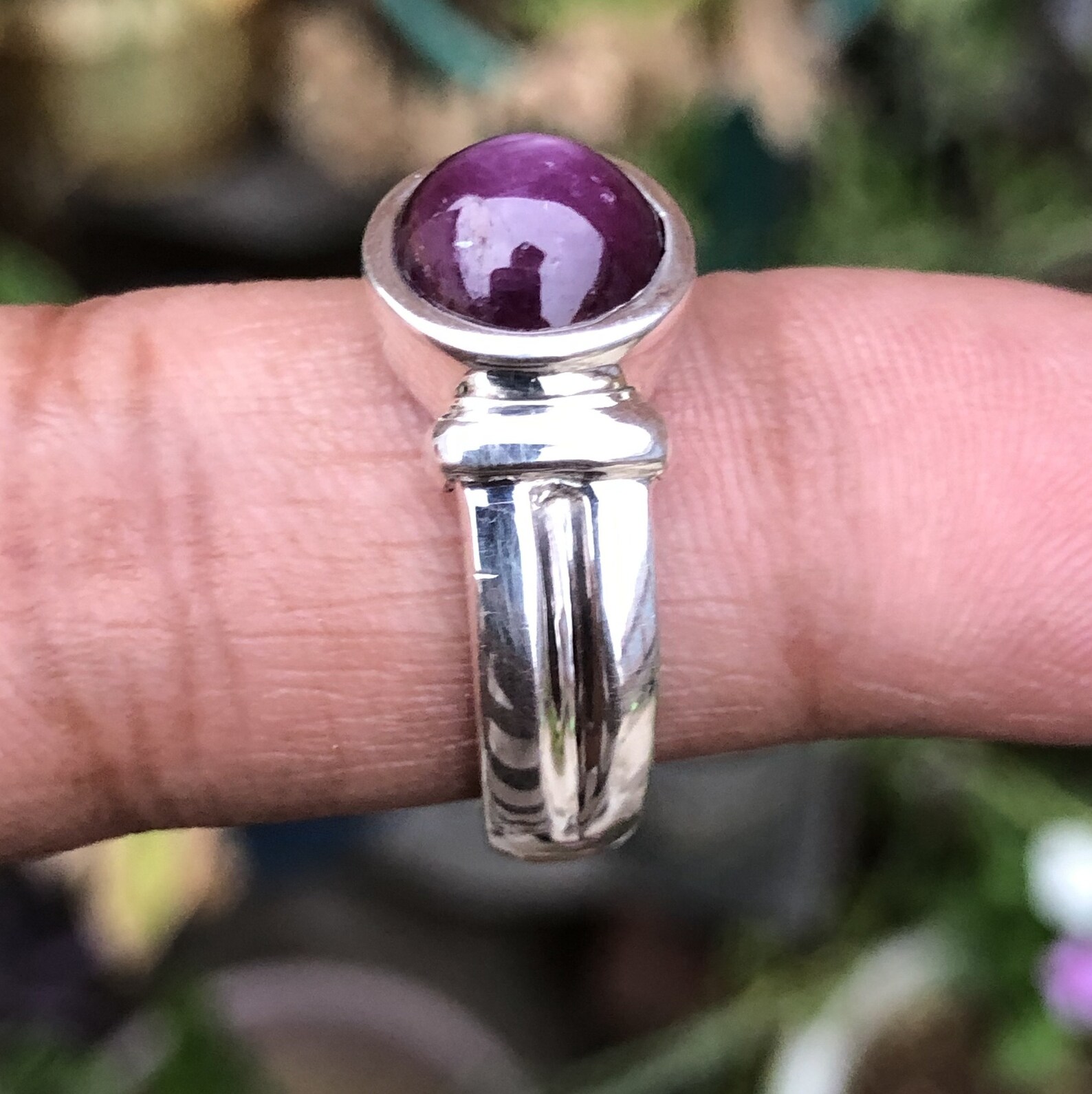 Natural Star Ruby Ring Round Cabochon Ring Red Color Gemstone | Etsy