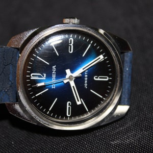 Dugena Jongster New Old Stock (NOS) Vintage Watch - Swiss Made - Amazing Sunburst Blue Dial - Never Worn