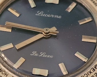 Lucerne de Luxe World Timer Dial Vintage Watch - Blue Dial - Swiss Made 1970's - In excellent condition