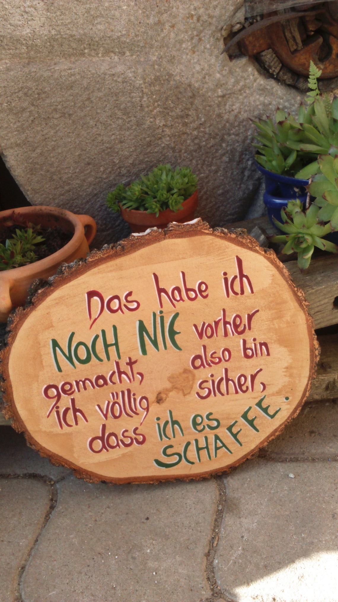 Dekorative und große Holzscheibe mit witzigem Spruch von der Etsy
