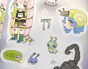 y2k bug girls sticker sheet