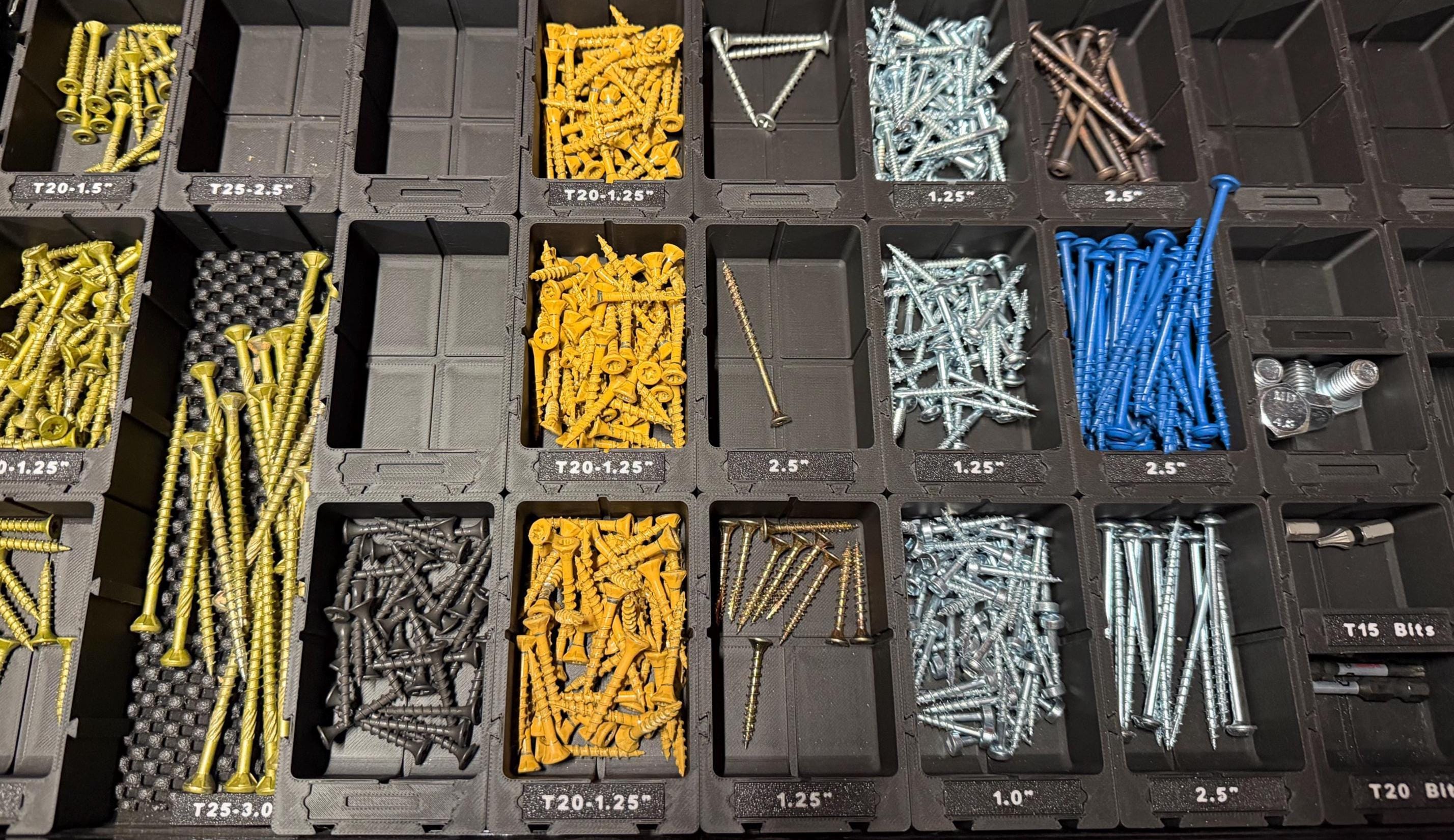 Set of 8 3D Printed Modular Hardware Storage Bins and Labels - Etsy