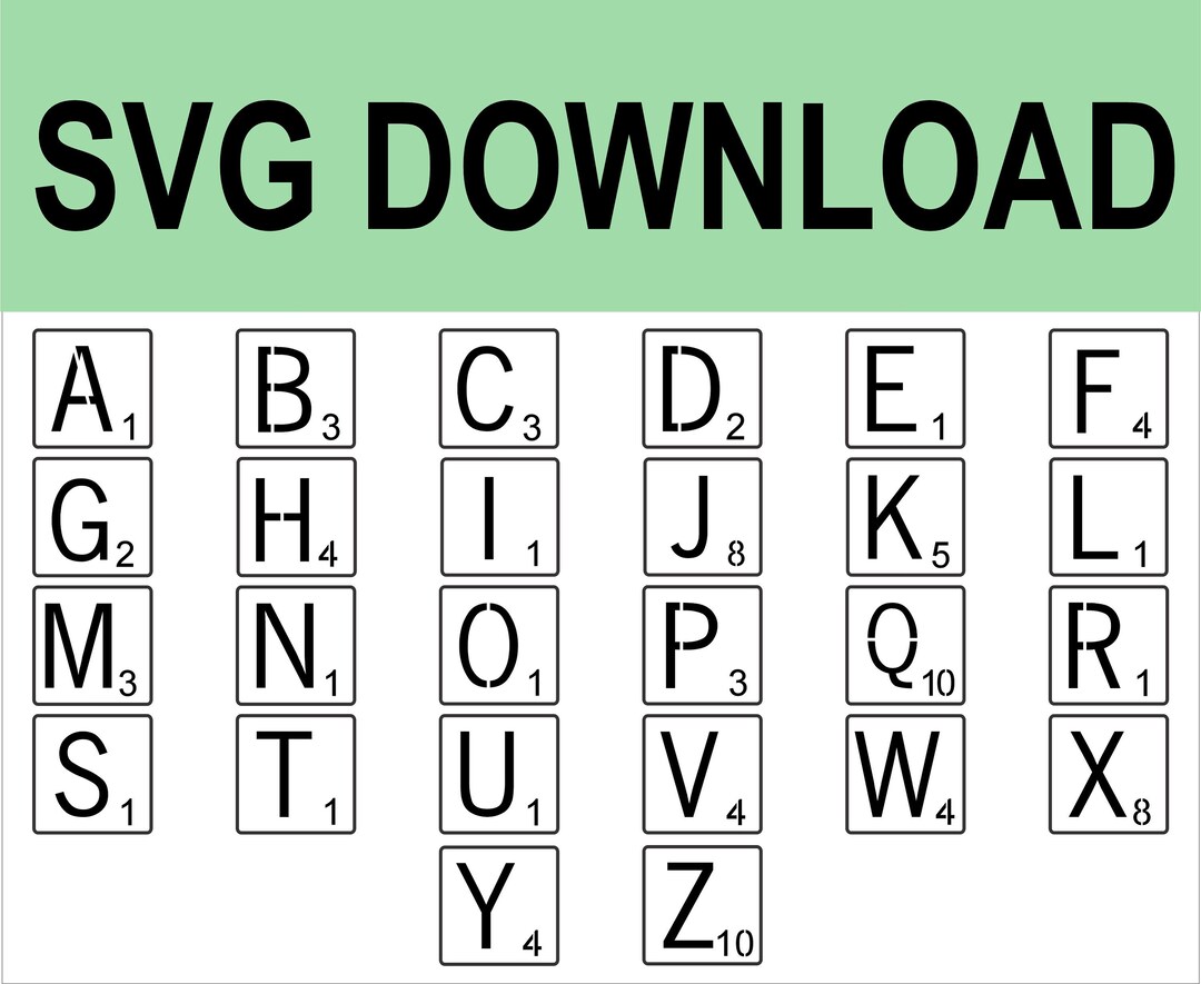 Scrabble Stencils SVG - Digital Download File - Full Alphabet Tiles ...